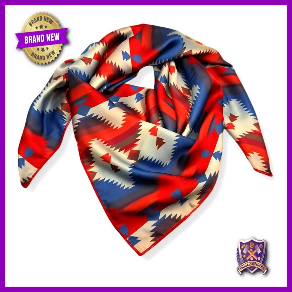 36 Inch Square Silk Blend Scarf Western Bandana Unisex Accessory